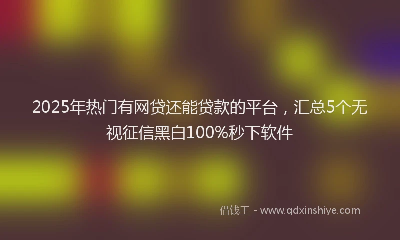 2025年热门有网贷还能贷款的平台，汇总5个无视征信黑白100%秒下软件