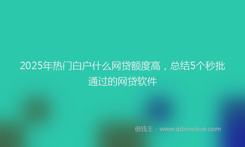 2025年热门白户什么网贷额度高，总结5个秒批通过的网贷软件