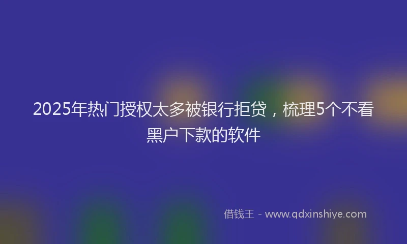 2025年热门授权太多被银行拒贷，梳理5个不看黑户下款的软件