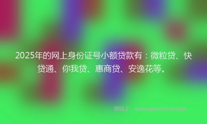 2025年的网上身份证号小额贷款有：微粒贷、快贷通、你我贷、惠商贷、安逸花等。