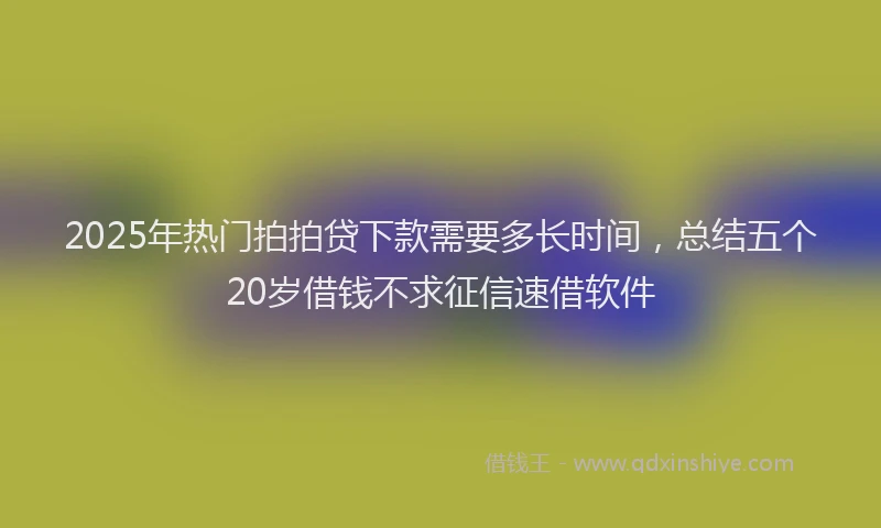 2025年热门拍拍贷下款需要多长时间，总结五个20岁借钱不求征信速借软件