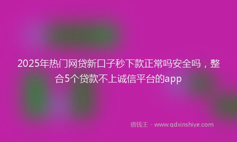 2025年热门网贷新口子秒下款正常吗安全吗，整合5个贷款不上诚信平台的app