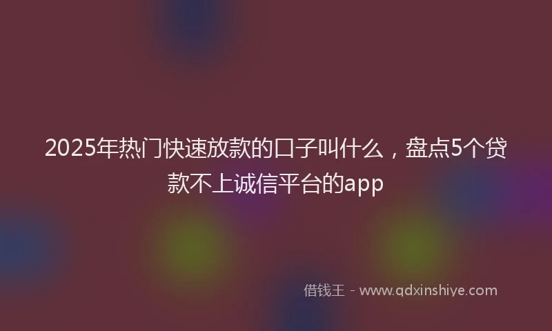 2025年热门快速放款的口子叫什么，盘点5个贷款不上诚信平台的app