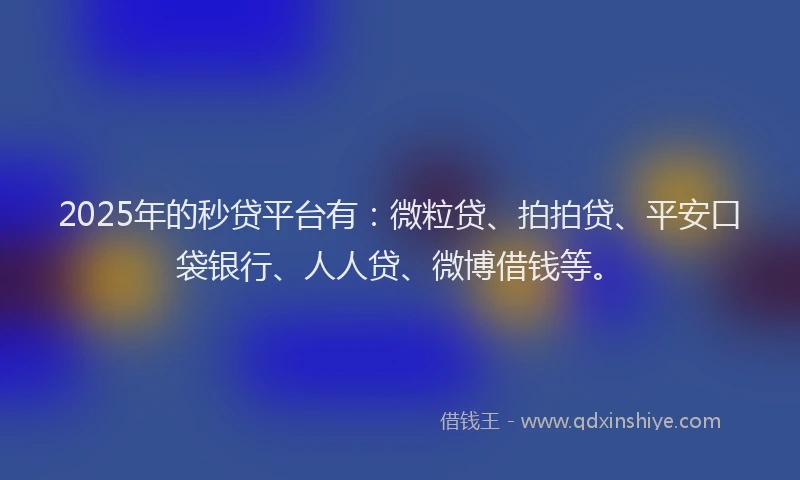 2025年的秒贷平台有：微粒贷、拍拍贷、平安口袋银行、人人贷、微博借钱等。