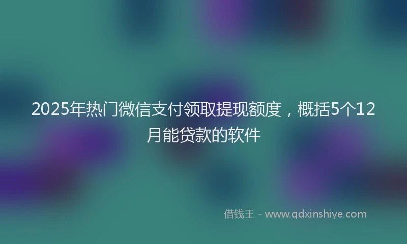 2025年热门微信支付领取提现额度，概括5个12月能贷款的软件