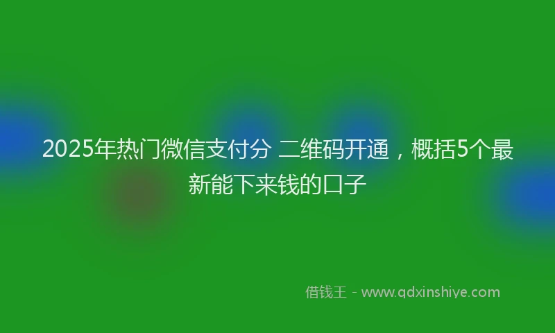 2025年热门微信支付分 二维码开通，概括5个最新能下来钱的口子