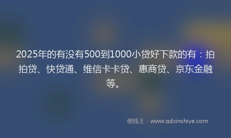 2025年的有没有500到1000小贷好下款的有：拍拍贷、快贷通、维信卡卡贷、惠商贷、京东金融等。
