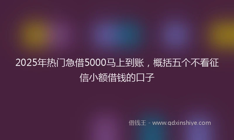 2025年热门急借5000马上到账，概括五个不看征信小额借钱的口子