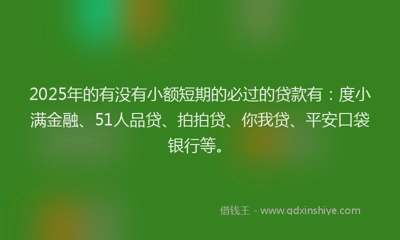 2025年的有没有小额短期的必过的贷款有：度小满金融、51人品贷、拍拍贷、你我贷、平安口袋银行等。