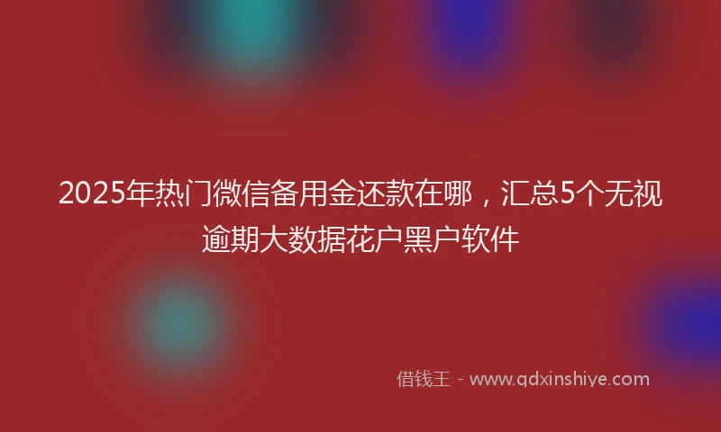2025年热门微信备用金还款在哪，汇总5个无视逾期大数据花户黑户软件