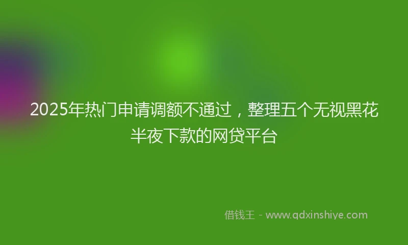 2025年热门申请调额不通过，整理五个无视黑花半夜下款的网贷平台