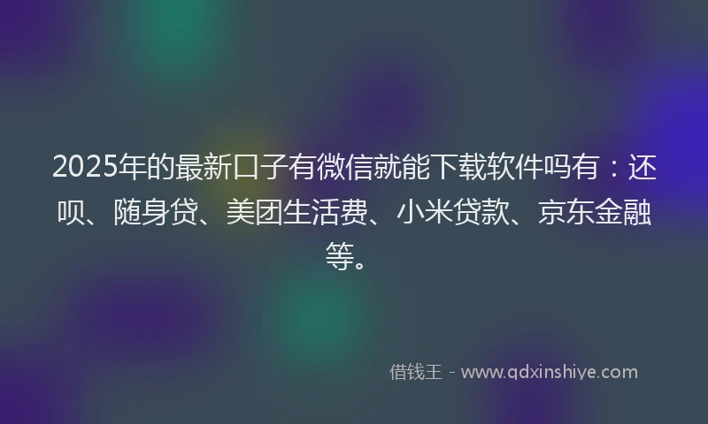 2025年的最新口子有微信就能下载软件吗有：还呗、随身贷、美团生活费、小米贷款、京东金融等。