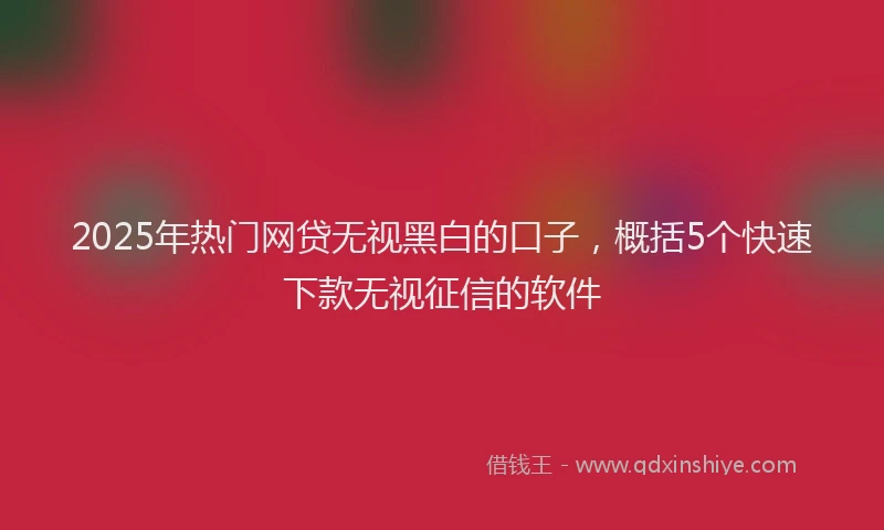 2025年热门网贷无视黑白的口子，概括5个快速下款无视征信的软件