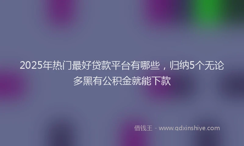 2025年热门最好贷款平台有哪些，归纳5个无论多黑有公积金就能下款