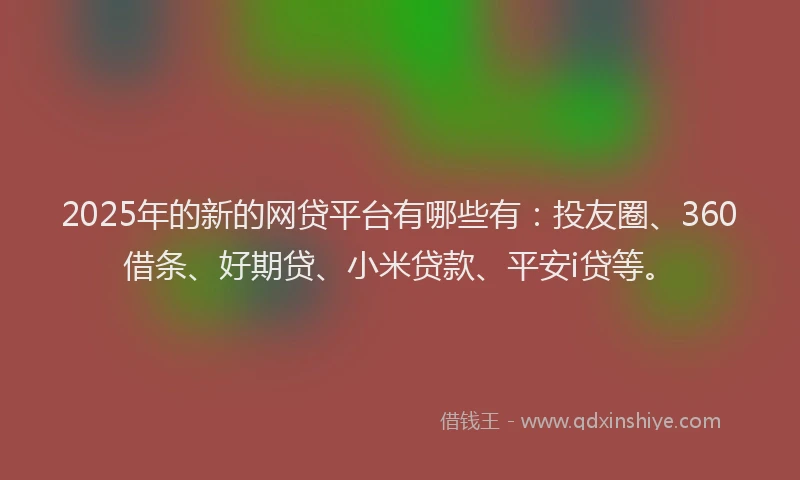 2025年的新的网贷平台有哪些有：投友圈、360借条、好期贷、小米贷款、平安i贷等。