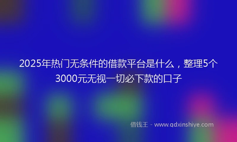 2025年热门无条件的借款平台是什么，整理5个3000元无视一切必下款的口子