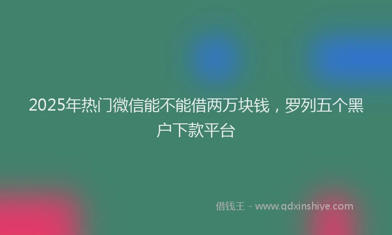 2025年热门微信能不能借两万块钱，罗列五个黑户下款平台