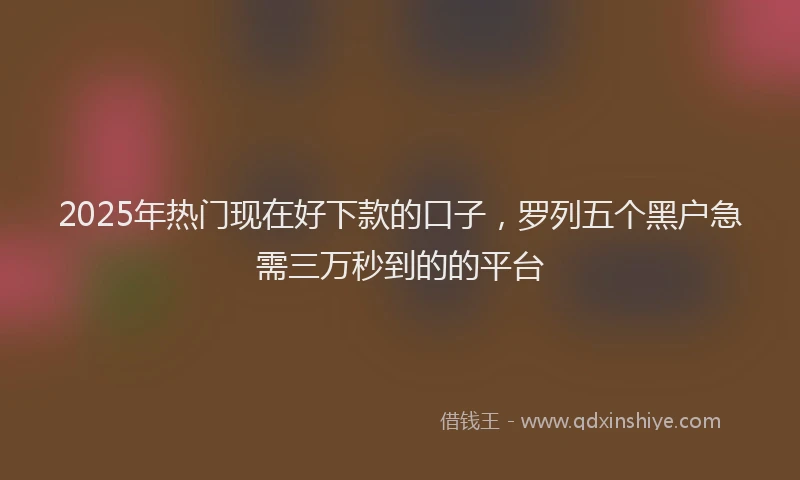 2025年热门现在好下款的口子，罗列五个黑户急需三万秒到的的平台