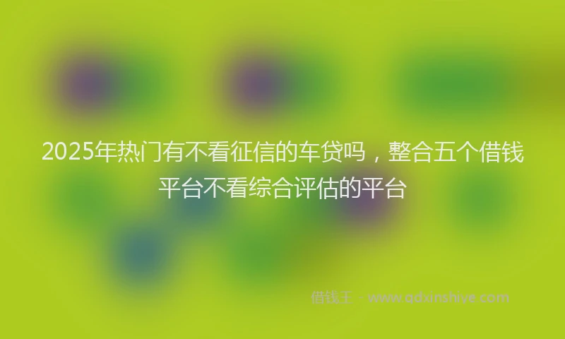 2025年热门有不看征信的车贷吗，整合五个借钱平台不看综合评估的平台