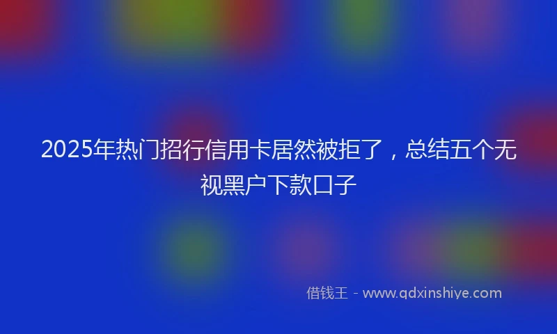 2025年热门招行信用卡居然被拒了，总结五个无视黑户下款口子