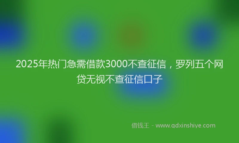 2025年热门急需借款3000不查征信，罗列五个网贷无视不查征信口子
