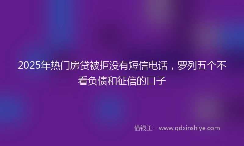 2025年热门房贷被拒没有短信电话，罗列五个不看负债和征信的口子
