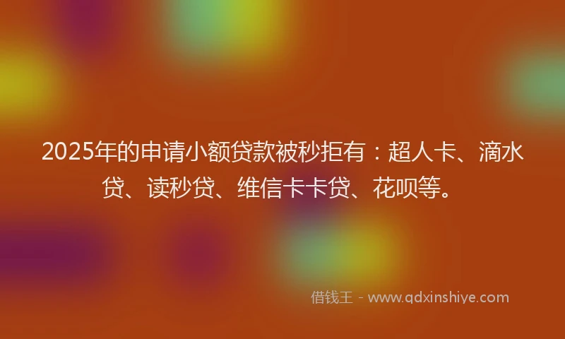 2025年的申请小额贷款被秒拒有：超人卡、滴水贷、读秒贷、维信卡卡贷、花呗等。