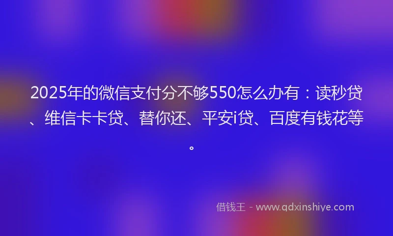 2025年的微信支付分不够550怎么办有：读秒贷、维信卡卡贷、替你还、平安i贷、百度有钱花等。
