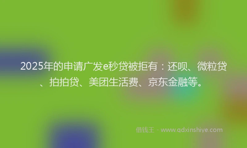 2025年的申请广发e秒贷被拒有：还呗、微粒贷、拍拍贷、美团生活费、京东金融等。