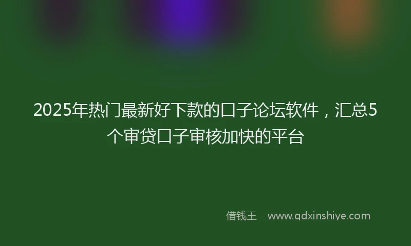 2025年热门最新好下款的口子论坛软件，汇总5个审贷口子审核加快的平台