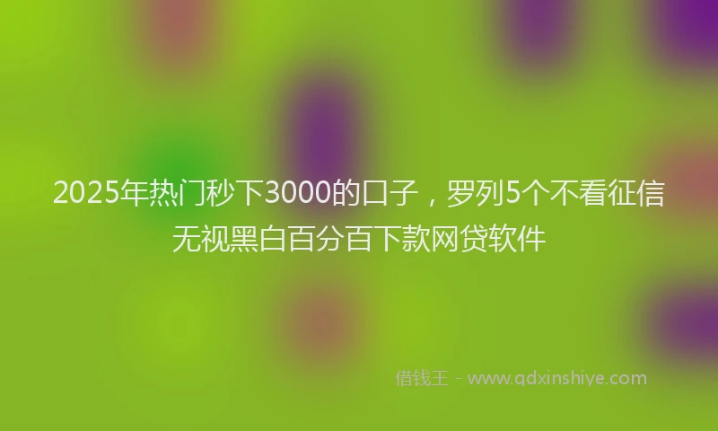 2025年热门秒下3000的口子，罗列5个不看征信无视黑白百分百下款网贷软件