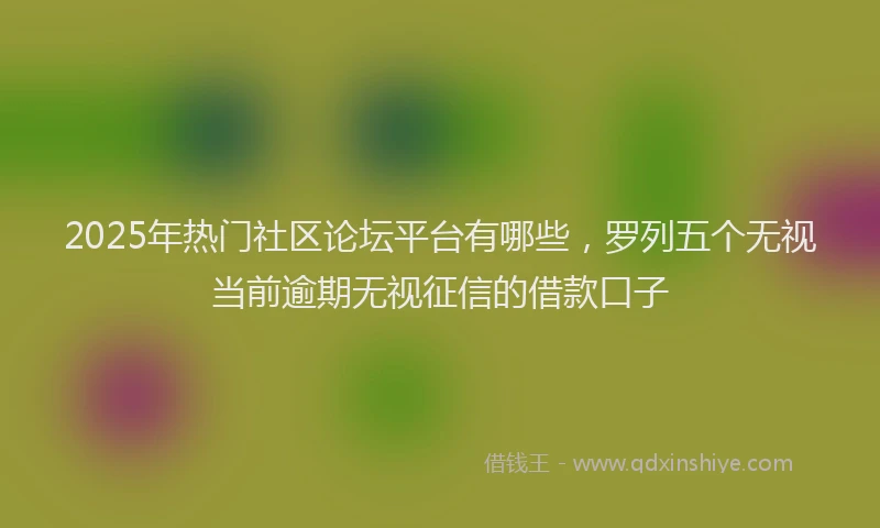 2025年热门社区论坛平台有哪些，罗列五个无视当前逾期无视征信的借款口子