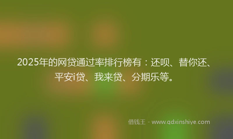 2025年的网贷通过率排行榜有：还呗、替你还、平安i贷、我来贷、分期乐等。