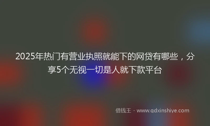 2025年热门有营业执照就能下的网贷有哪些，分享5个无视一切是人就下款平台