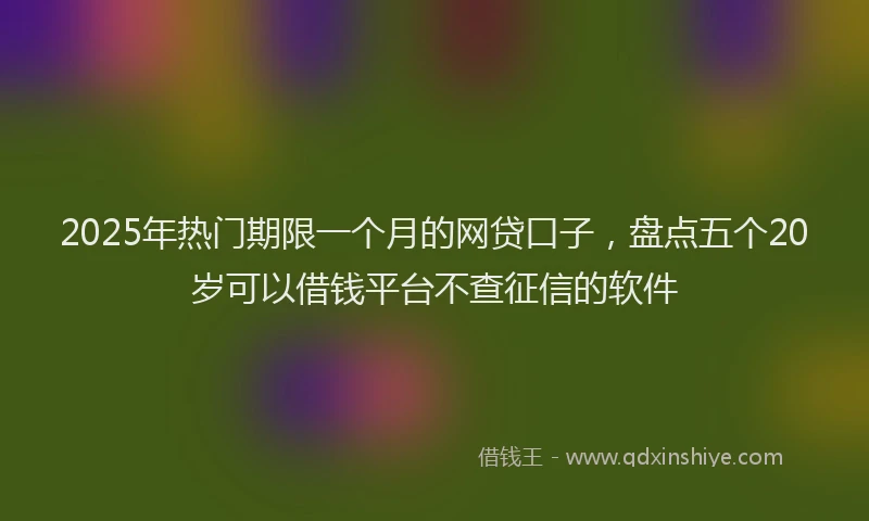 2025年热门期限一个月的网贷口子，盘点五个20岁可以借钱平台不查征信的软件