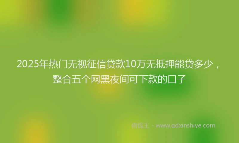 2025年热门无视征信贷款10万无抵押能贷多少，整合五个网黑夜间可下款的口子