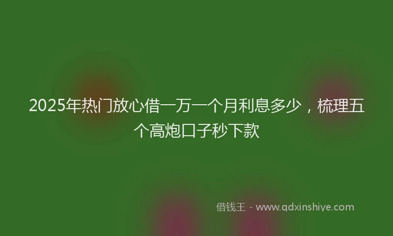 2025年热门放心借一万一个月利息多少，梳理五个高炮口子秒下款