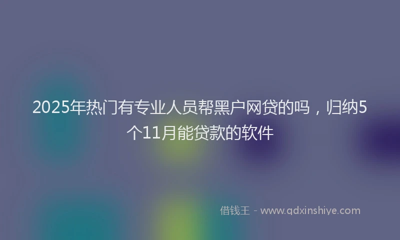 2025年热门有专业人员帮黑户网贷的吗，归纳5个11月能贷款的软件