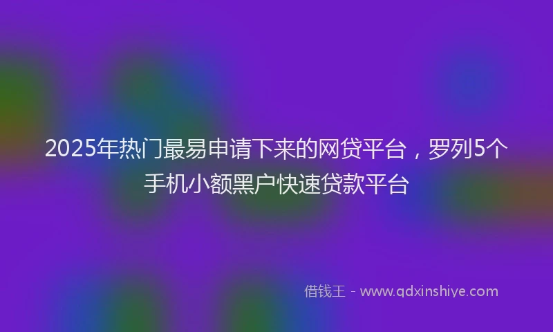 2025年热门最易申请下来的网贷平台，罗列5个手机小额黑户快速贷款平台