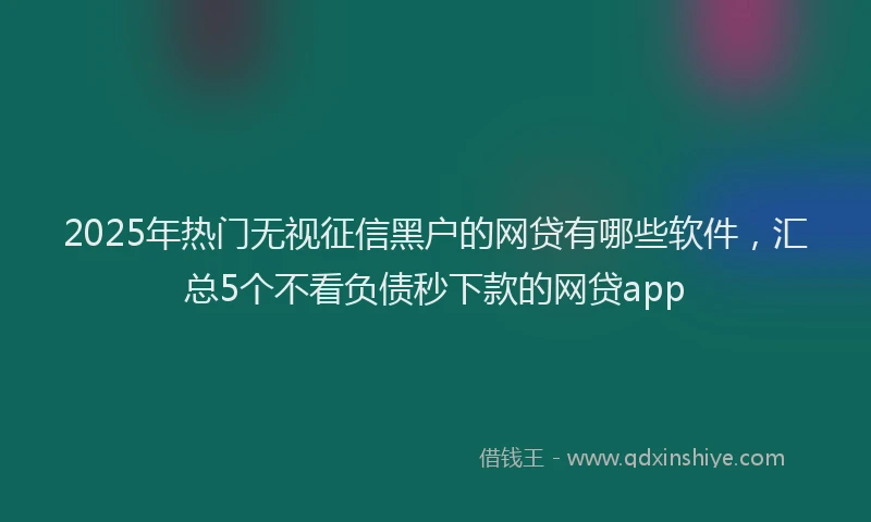 2025年热门无视征信黑户的网贷有哪些软件，汇总5个不看负债秒下款的网贷app