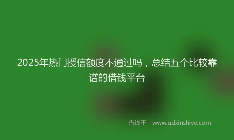 2025年热门授信额度不通过吗，总结五个比较靠谱的借钱平台