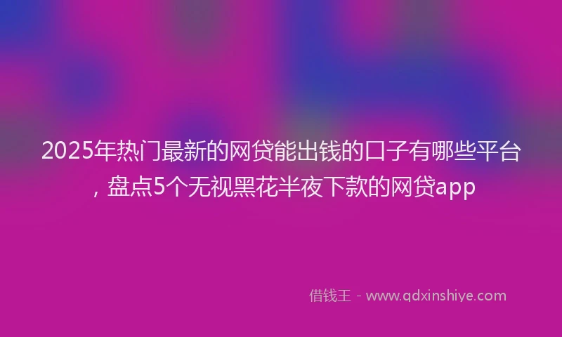 2025年热门最新的网贷能出钱的口子有哪些平台，盘点5个无视黑花半夜下款的网贷app