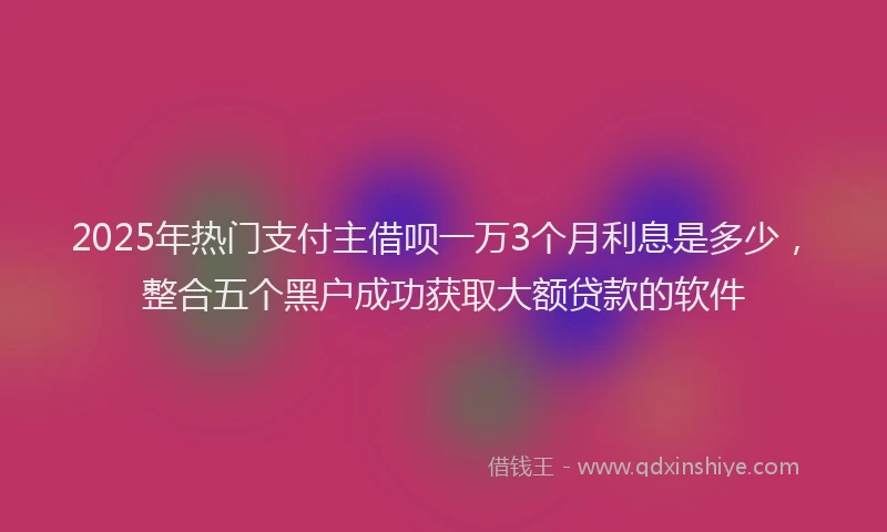 2025年热门支付主借呗一万3个月利息是多少，整合五个黑户成功获取大额贷款的软件