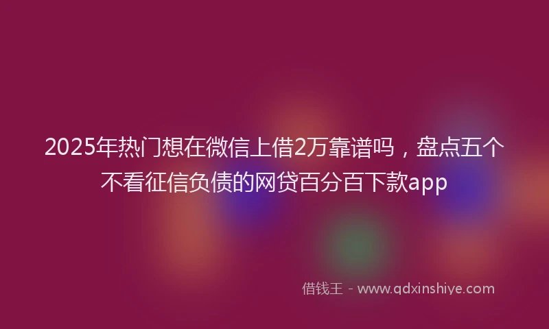 2025年热门想在微信上借2万靠谱吗，盘点五个不看征信负债的网贷百分百下款app