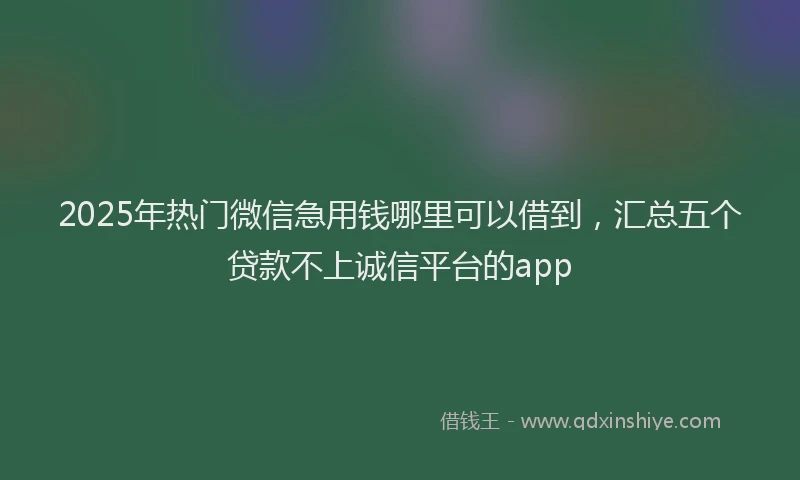 2025年热门微信急用钱哪里可以借到，汇总五个贷款不上诚信平台的app