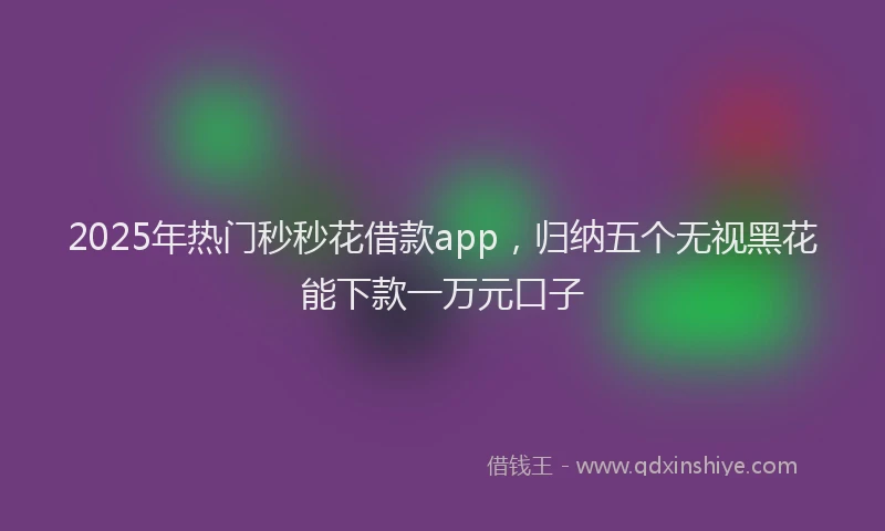 2025年热门秒秒花借款app，归纳五个无视黑花能下款一万元口子