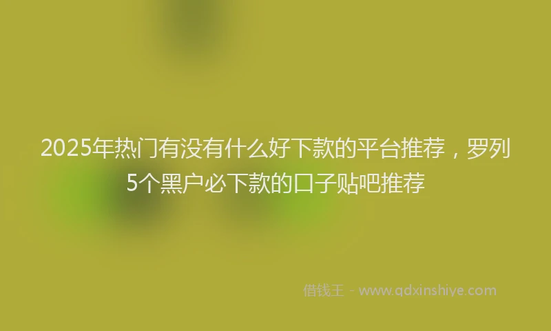 2025年热门有没有什么好下款的平台推荐，罗列5个黑户必下款的口子贴吧推荐