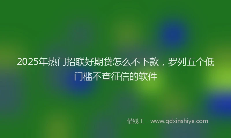 2025年热门招联好期贷怎么不下款，罗列五个低门槛不查征信的软件
