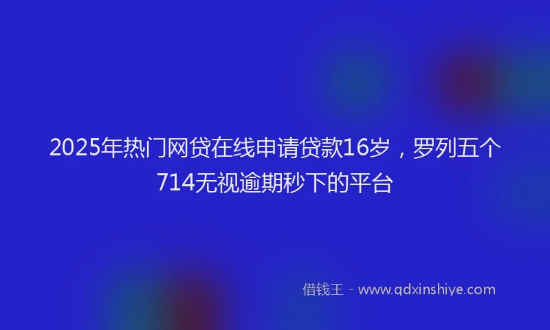 2025年热门网贷在线申请贷款16岁，罗列五个714无视逾期秒下的平台