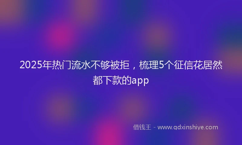 2025年热门流水不够被拒，梳理5个征信花居然都下款的app